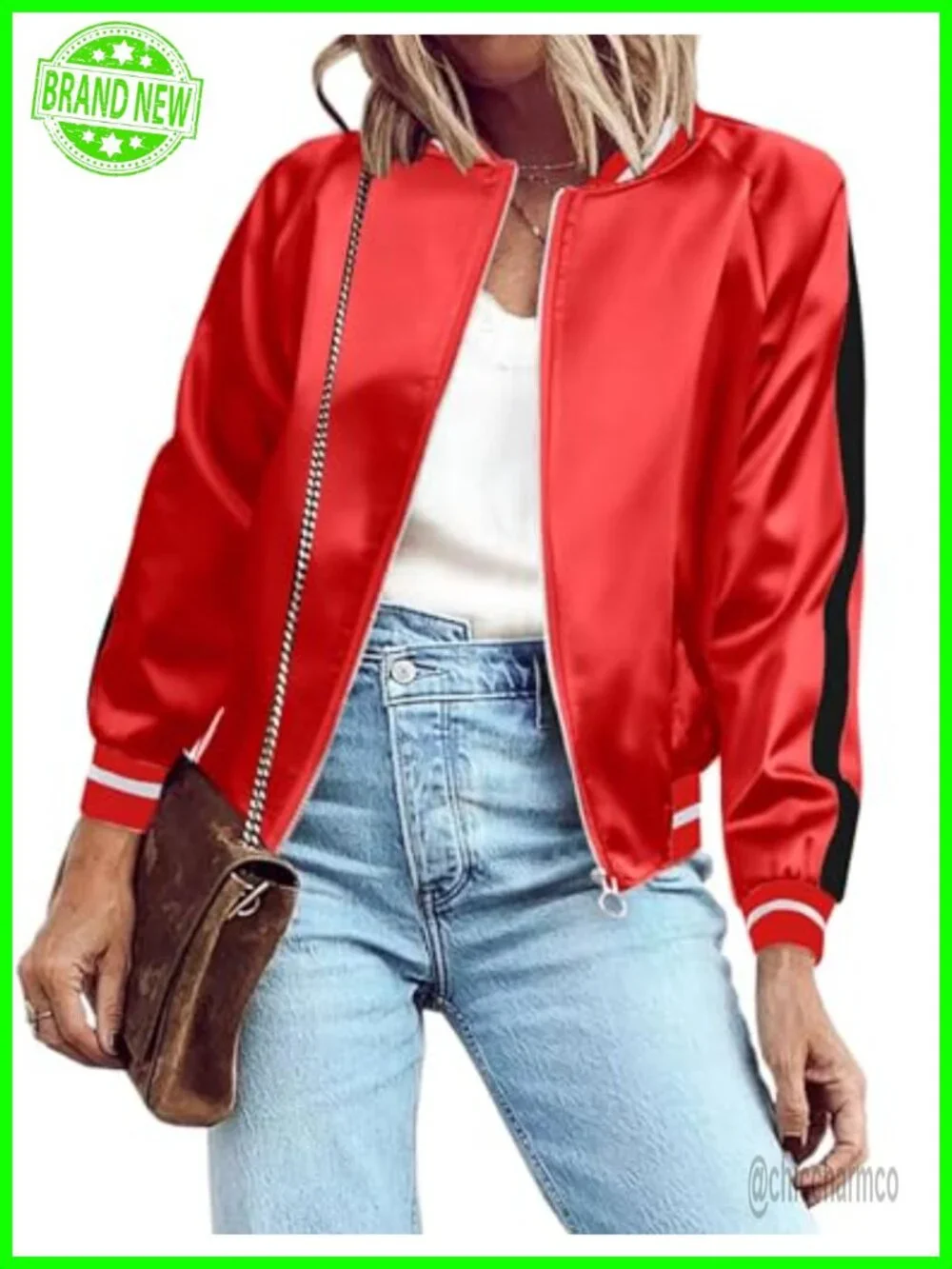 Lightweight Polyester Bomber Jacket Zip Up Windbreaker with Pockets